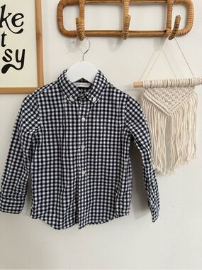 Janie and Jack - size 3 - gingham plaid button up shirt